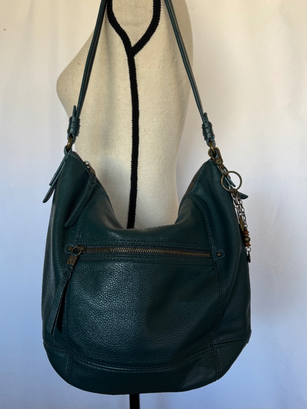 the sak  Sequoia Green Pebbled  Leather Hobo Shoulder Bag